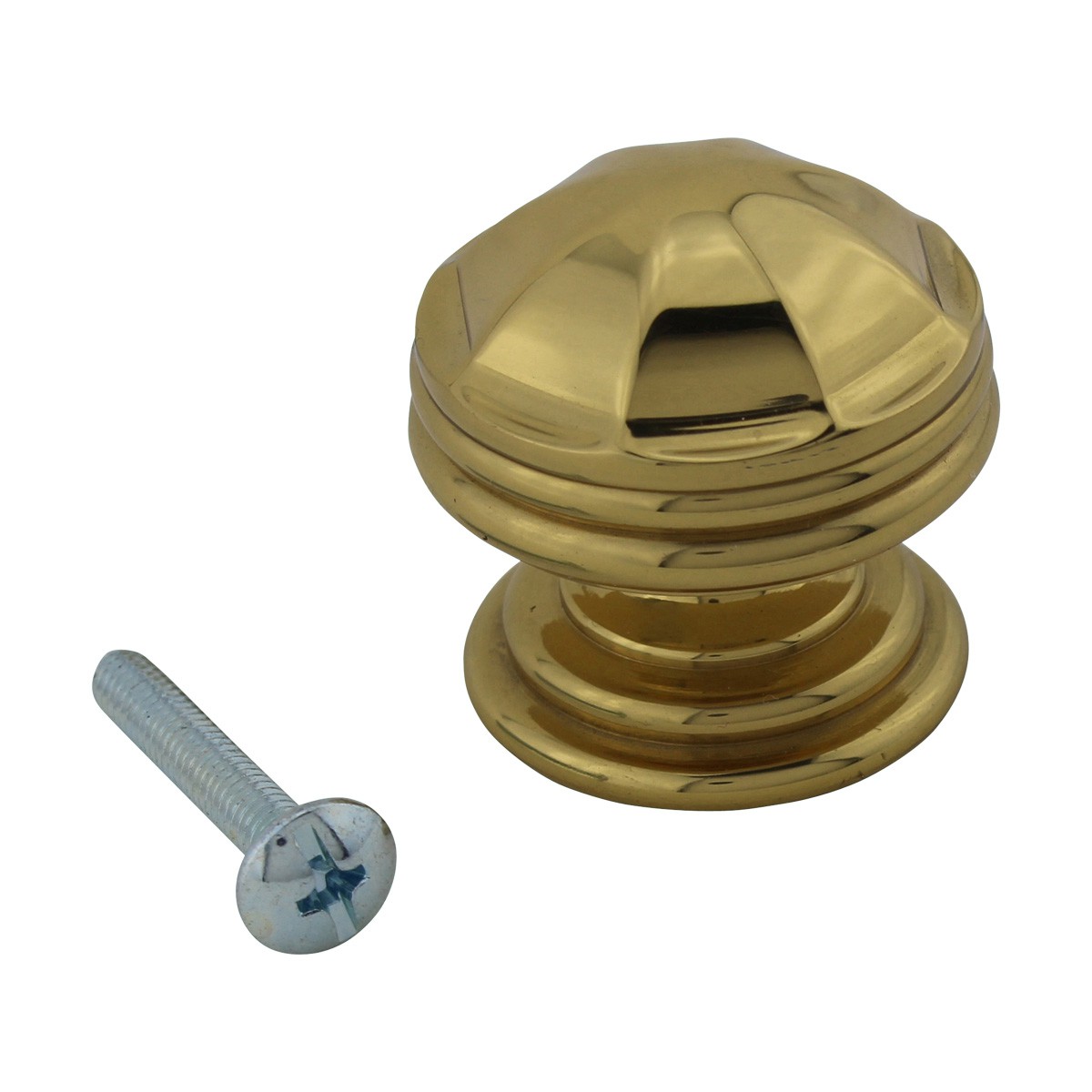 6 Knob Bright Brass 1 1/4" Dia Octagonal