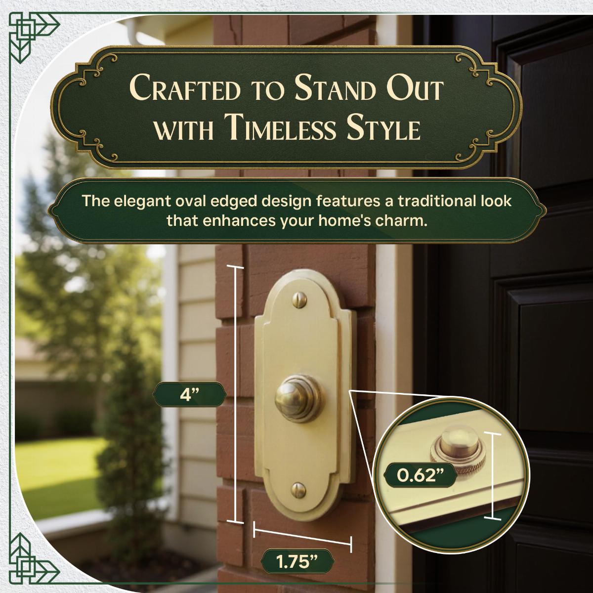 Brass Door Bell Push Button Lacquered Finish Button Pack of 2 image-3