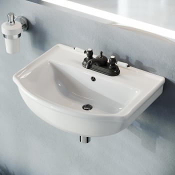 Tahoe 17 3/4" Wall Mounted Bathroom Sink in White with 4" Faucet Hole and Overflow Space Saving Design 