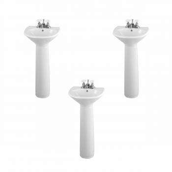 White Bathroom Sink Pedestal Sink Porcelain Set of 3 