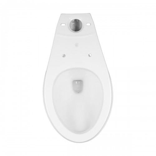 Low Tank Toilet with Cherry Flat Panel Tank Elongated White Bowl image-8