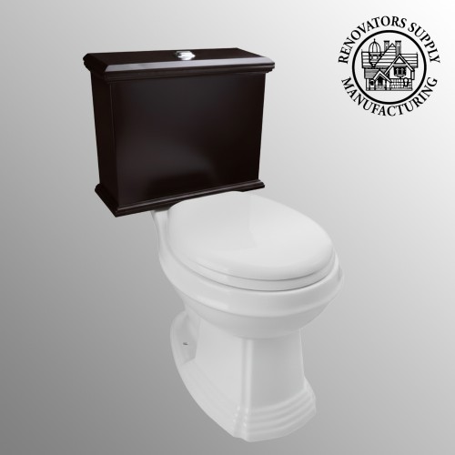 Low Tank Toilet with Cherry Flat Panel Tank Elongated White Bowl image-3