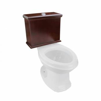 Low Tank Toilet with Cherry Flat Panel Tank Elongated White Bowl image-2