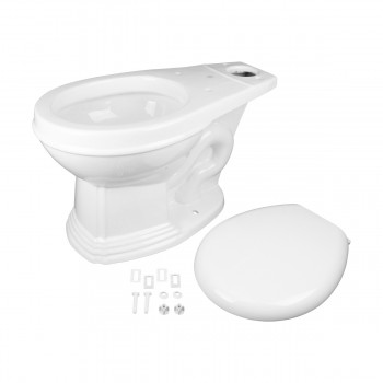 Low Tank Toilet with Light Oak Flat Panel Tank Round White Bowl image-6
