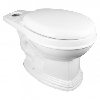 Low Tank Toilet with Cherry Flat Panel Tank Round White Bowl image-5