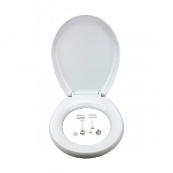 Low Tank Toilet with Cherry Flat Panel Tank Round White Bowl image-7