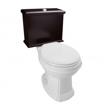 Low Tank Toilet with Cherry Flat Panel Tank Round White Bowl image-2