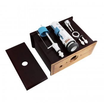 Low Tank Toilet with Cherry Flat Panel Tank Round Black Bowl image-2