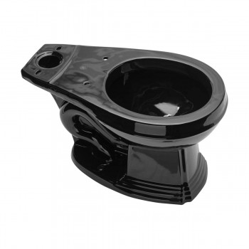 Low Tank Toilet with Cherry Flat Panel Tank Round Black Bowl image-3