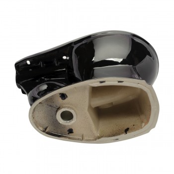 Low Tank Toilet with Cherry Flat Panel Tank Round Black Bowl image-4