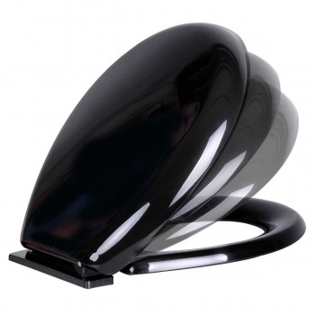 Low Tank Toilet with Cherry Flat Panel Tank Round Black Bowl image-5