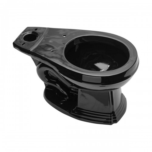 Low Tank Toilet with Cherry Flat Panel Tank Round Black Bowl image-4