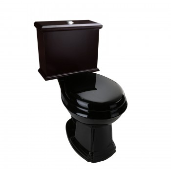 Low Tank Toilet with Cherry Flat Panel Tank Round Black Bowl 