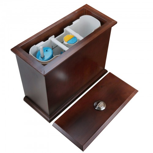 Low Tank Toilet with Dark Oak Flat Panel Tank Elongated Black Bowl image-5