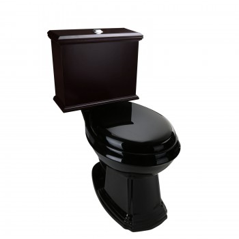 Low Tank Toilet with Cherry Flat Panel Tank Elongated Black Bowl 