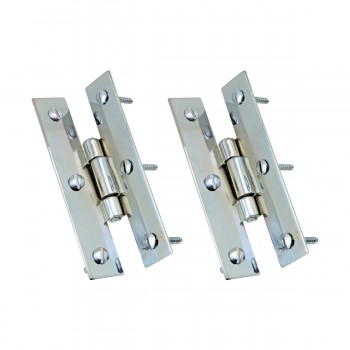 Cabinet Hinges H-Shape Brass Chrome Polished Hinges with Screws Pack of 2 