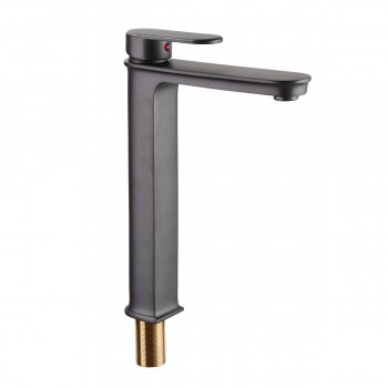 Matte Gray Single Hole Bathroom Faucet Slate Design Tall 11 11/16" Height Modern Heavy Duty 