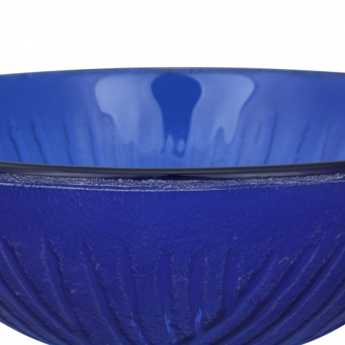 Glass Vessel Sink Bathroom Tempered Glass Artistic Round Blue Pop-Up Drain image-5