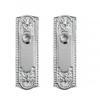 Door Back Plate Chrome Solid Brass Beaded Without Keyhole 7 1/4" H Pack of 2 