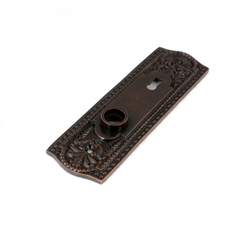 Door Back Plate Oil Rubbed Bronze Solid Brass Beaded With Keyhole 7 1/4" H 2 Set image-9