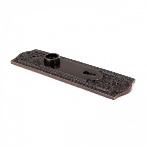 Door Back Plate Oil Rubbed Bronze Solid Brass Beaded With Keyhole 7 1/4" H 2 Set image-10