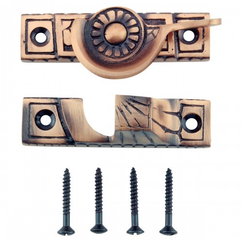 Window Sash Lock Ornate Solid Brass Antique Piece of Pack 8 Sash Window Locks image-11