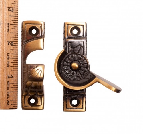 Window Sash Lock Ornate Solid Brass Antique Piece of Pack 8 Sash Window Locks image-14