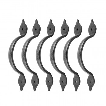 Spear Door or Drawer Pull Handle Black Wrought Iron 5 1/2" Pack of 6 