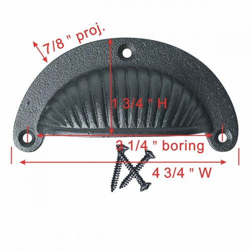 Cabinet or Drawer Bin Pull Black Iron Cup 3 7/8" W Pack of 2 image-9