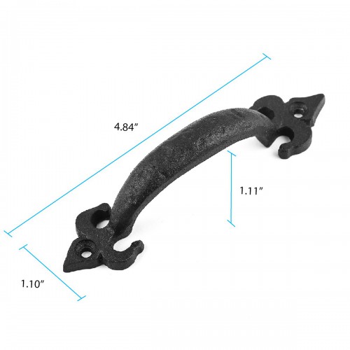 Black Wrought Iron Cabinet Handle 5" L Ornate Pull Rust Resistant Pack of 2 image-11