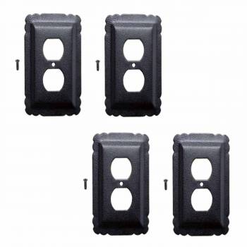 4 Switchplate Black Steel Outlet RSF 