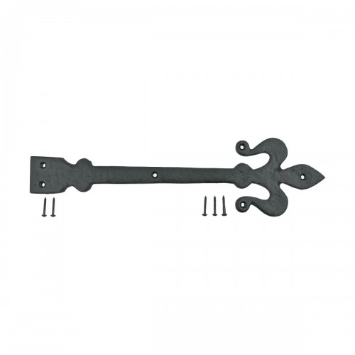4 Black Wrought Iron Dummy Door Hinge Fleur De Lis 16" image-3