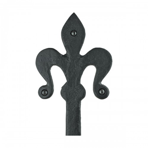 4 Black Wrought Iron Dummy Door Hinge Fleur De Lis 16" image-4