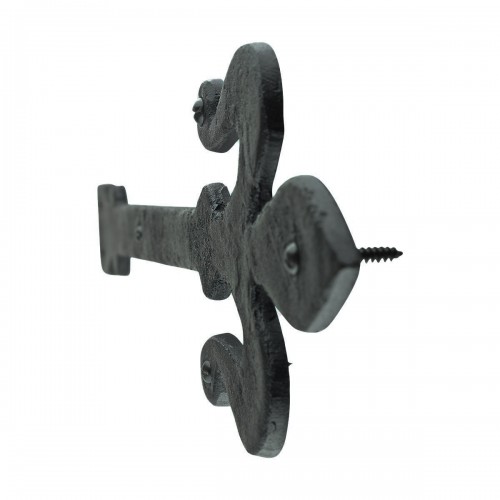4 Black Wrought Iron Dummy Door Hinge Fleur De Lis 16" image-8