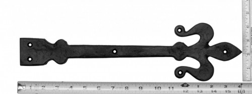 4 Black Wrought Iron Dummy Door Hinge Fleur De Lis 16" image-10