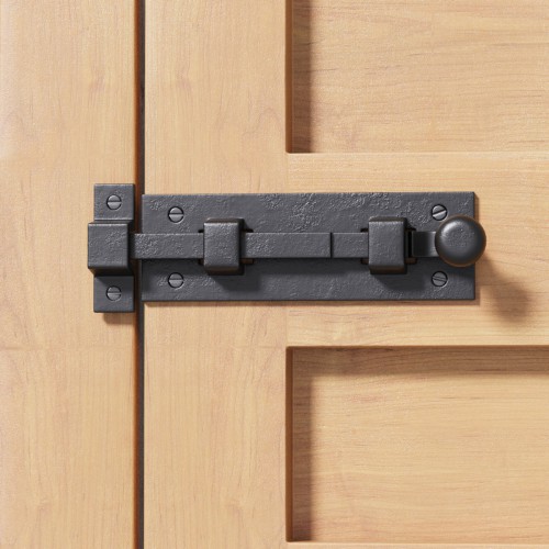 Black Slide Bolt Door Latch 4" L Wrought Iron Sliding Bolts with Catch Pack of 2 image-3