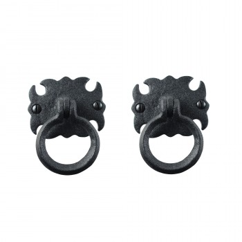Black Wrought Iron Cabinet Ring Pulls 2.75" W Pack of 2 