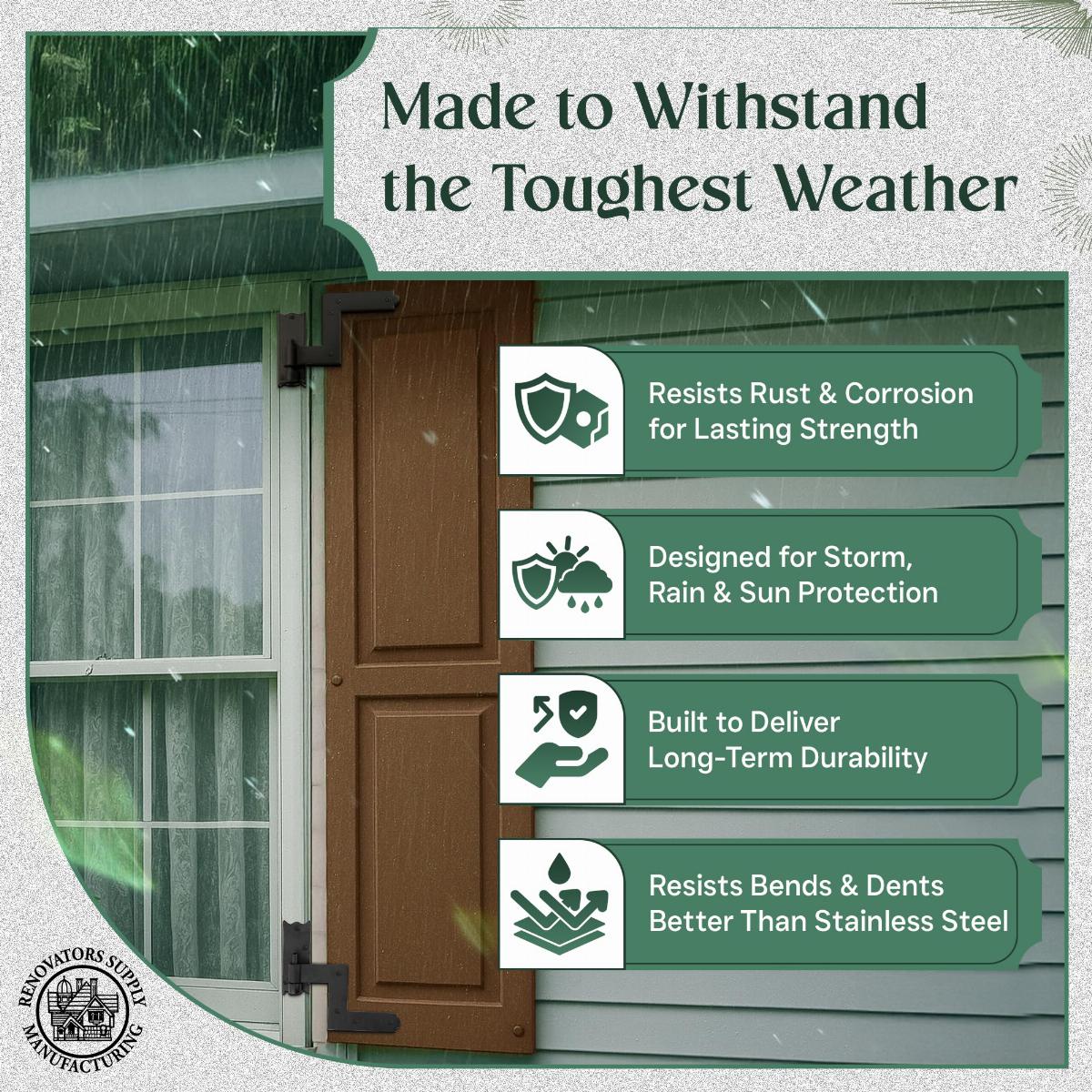 Wrought Iron Shutter Hinges Rustproof Finish 2 Pairs image-3