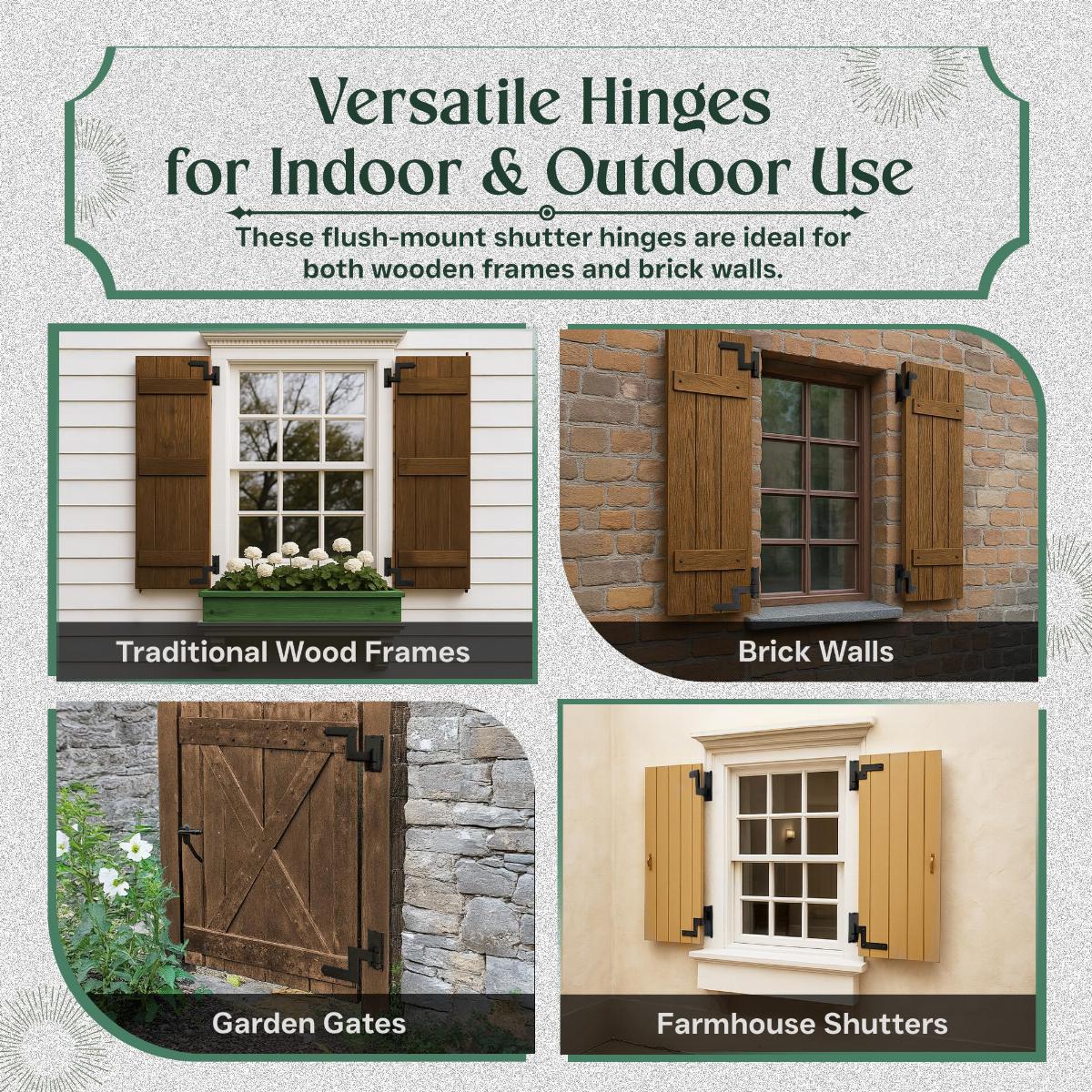 Wrought Iron Shutter Hinges Rustproof Finish 2 Pairs image-5