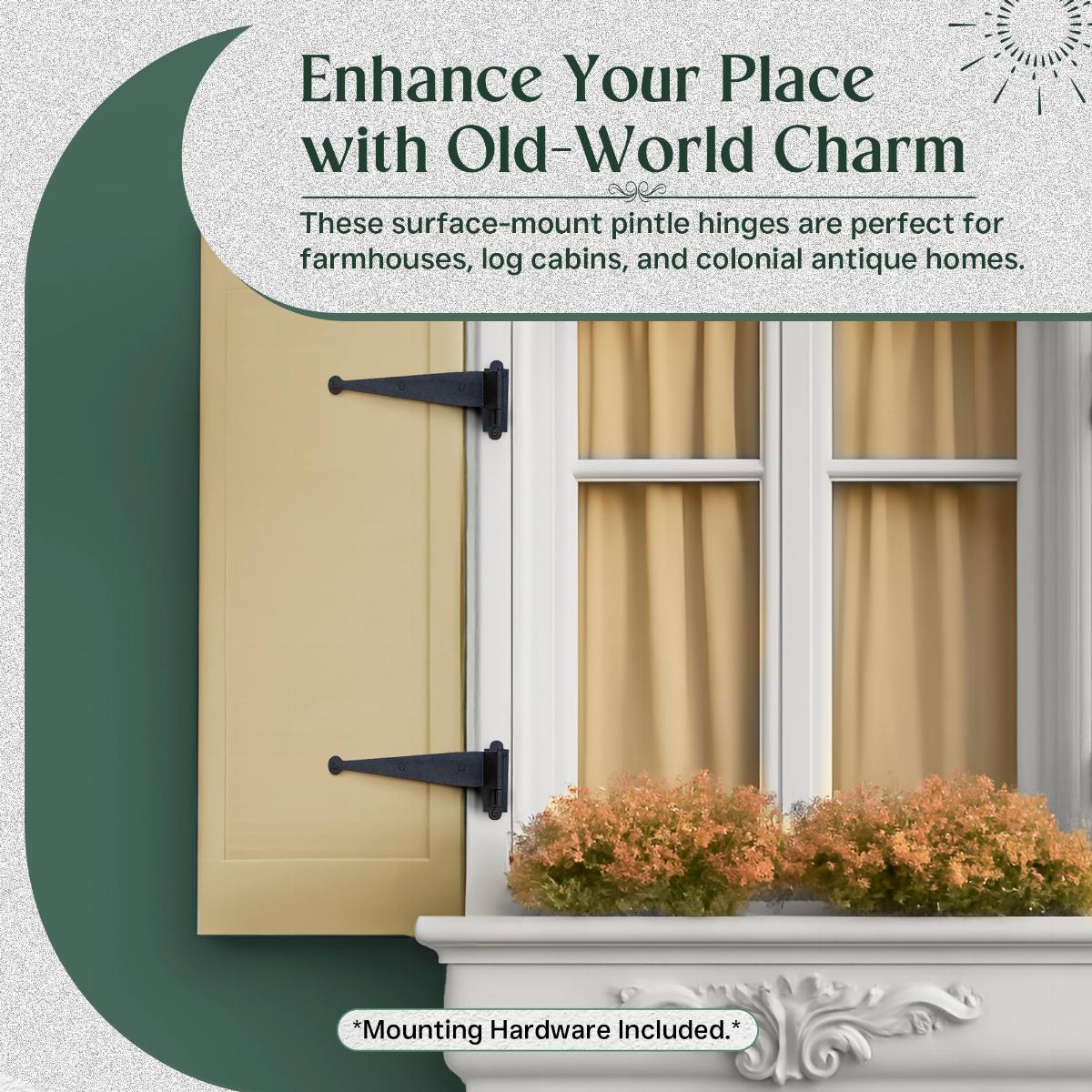 Black Pintle Strap Hinge 2.63 Inch Offset Shutter Hinge image-9