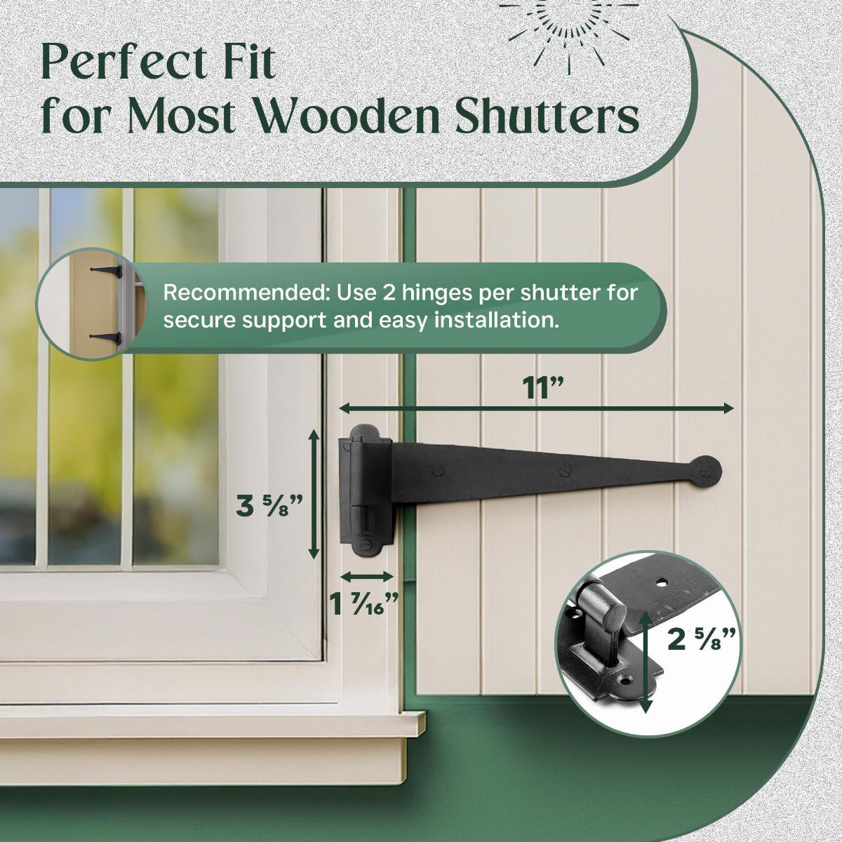 Black Pintle Strap Hinge 2.63 Inch Offset Shutter Hinge image-5