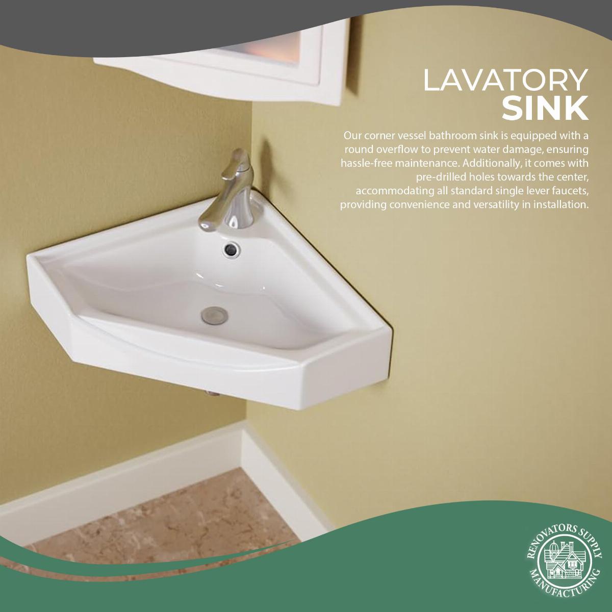 Alexander II 24" Corner Wall Mounted Bathroom Sink White with Overflow image-5