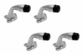 4 Brass Door Stop Floor Mount Bumper Chrome Ribbed 