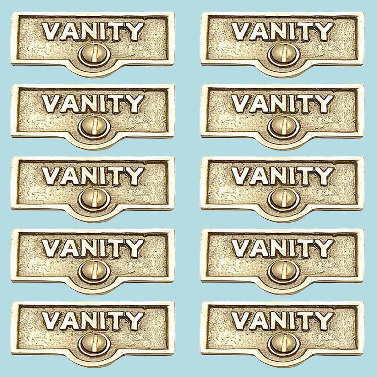 10 Switch Plate Tags VANITY Name Signs Labels Lacquered Brass