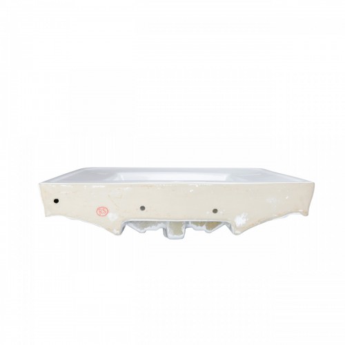 Large Pedestal Sink White Victorian Porcelain Wall Mounted 32 Inches Set of 2 image-10