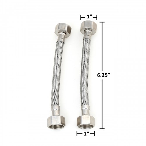 1/2" Faucet Water Supply Lines Braided Stainless Steel 6 1/4" Inch Length image-6