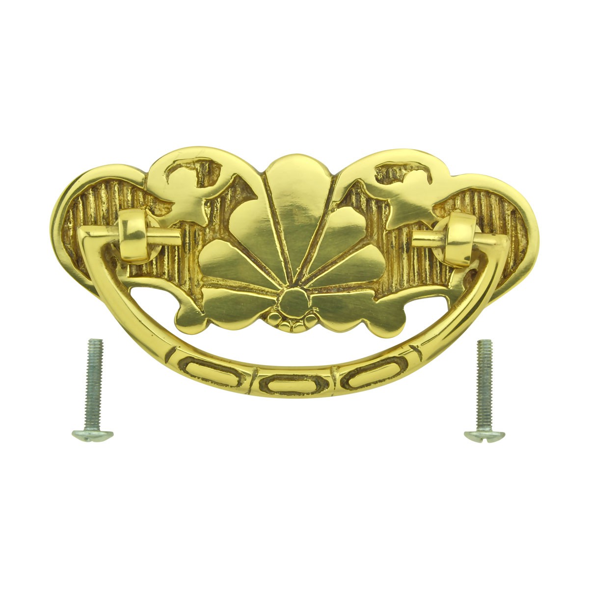 6 Antique Drawer Pull Solid Brass Scalloped Renovators