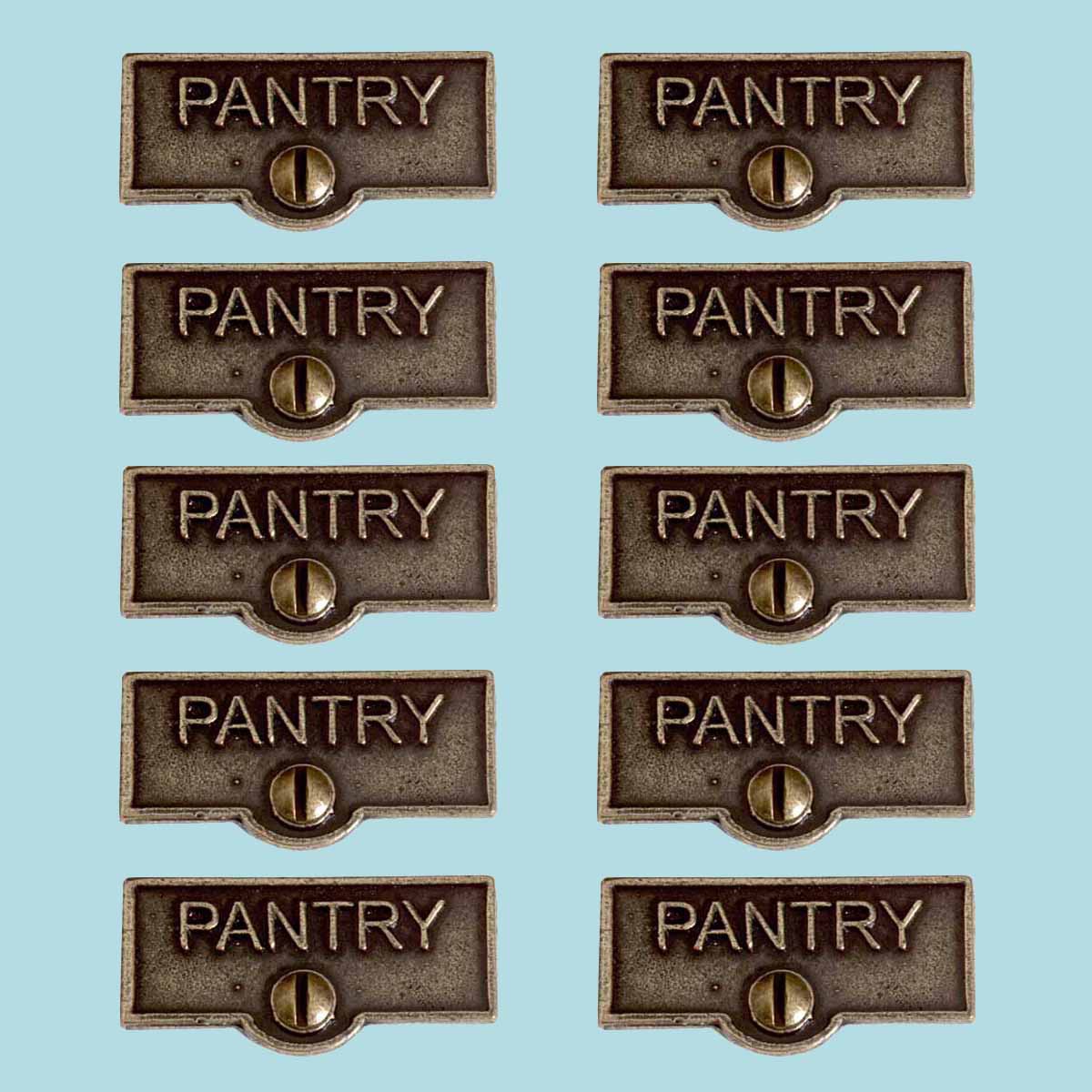 10 Switch Plate Tags PANTRY Name Signs Labels Cast Brass