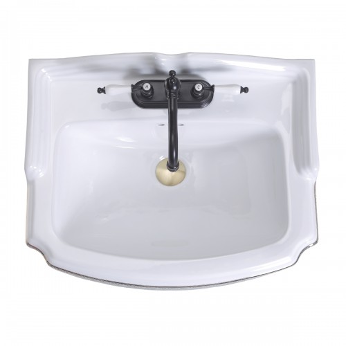 22 7/8" India Reserve Pedestal Bathroom Sink Blue and Gold Accent with Overflow and Pre-Drilled Centerset Faucet Holes image-19