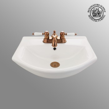 Tahoe Small Wall Mounted Bathroom Sink Combo 18" W White Modern Basin Space Saving Floating Wall Hung Sink with Overflow, Rose Gold 4" Centerset Faucet and Drain 